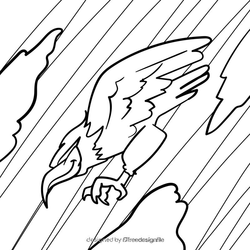 Falcon cartoon drawing black and white vector