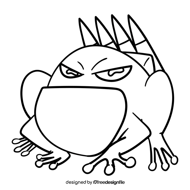 Frog cartoon drawing black and white clipart