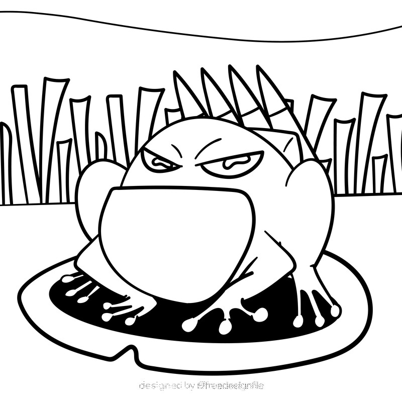 Frog cartoon drawing black and white vector