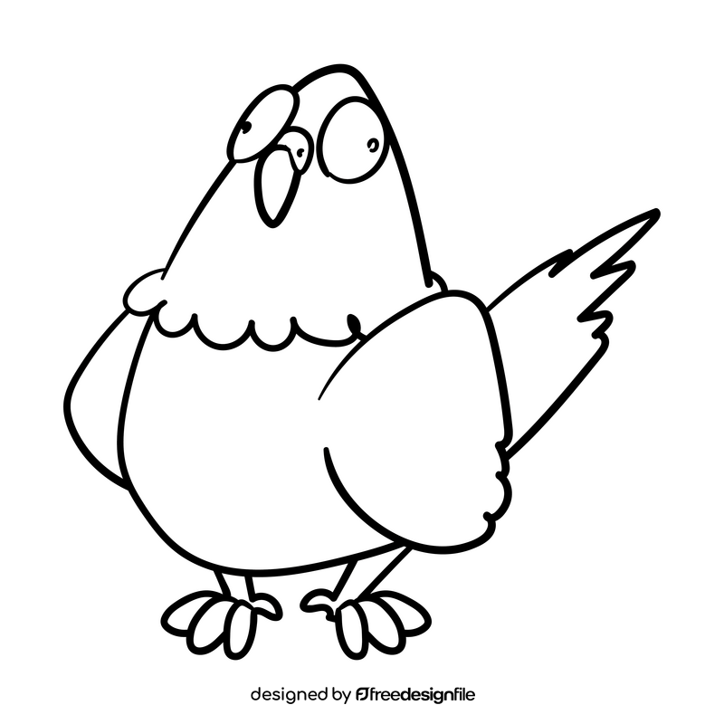 Pigeon cartoon drawing black and white clipart