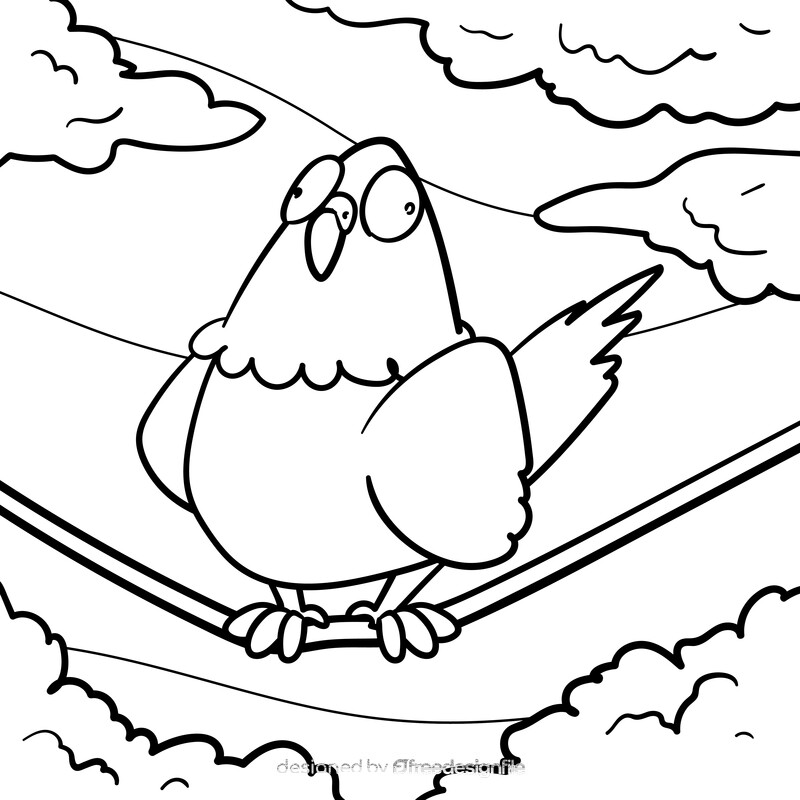 Pigeon cartoon drawing black and white vector