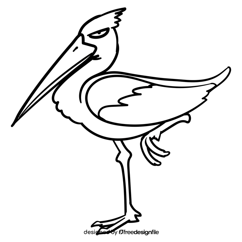 Stork cartoon drawing black and white clipart