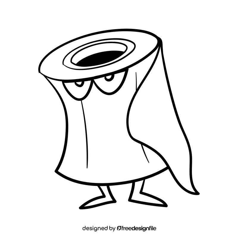 Toilet paper cartoon drawing black and white clipart