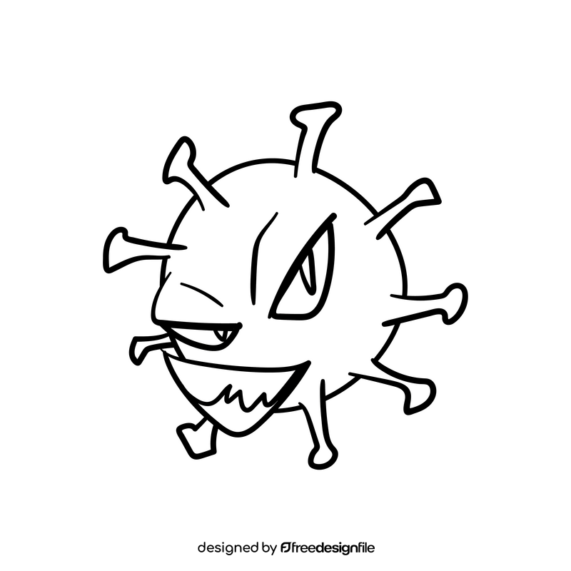 Virus cartoon drawing black and white clipart