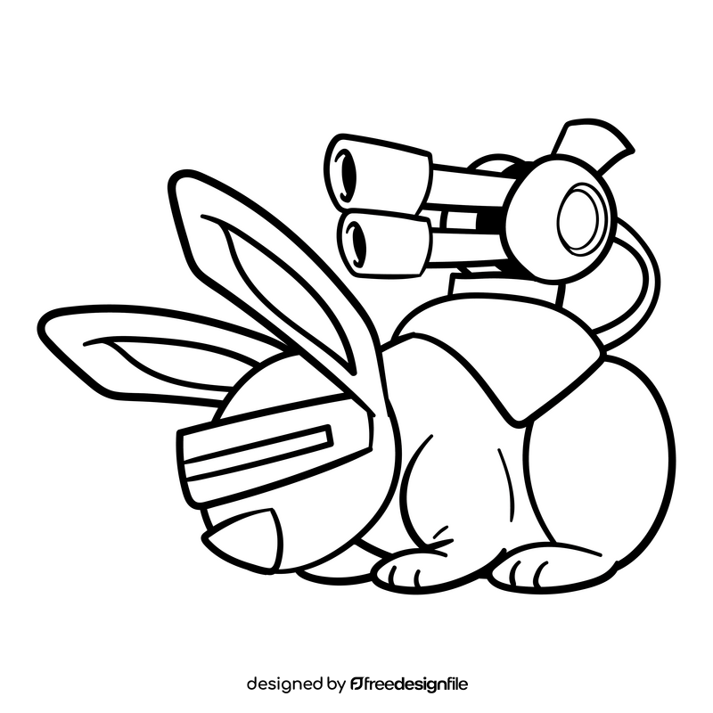 Rabbit cartoon drawing black and white clipart