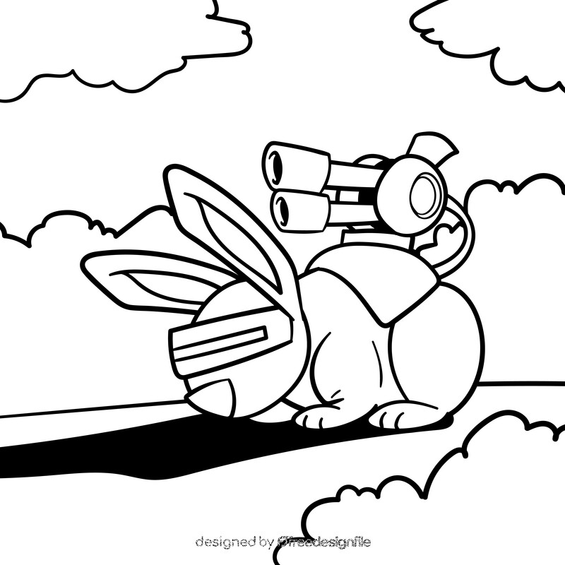 Rabbit cartoon drawing black and white vector