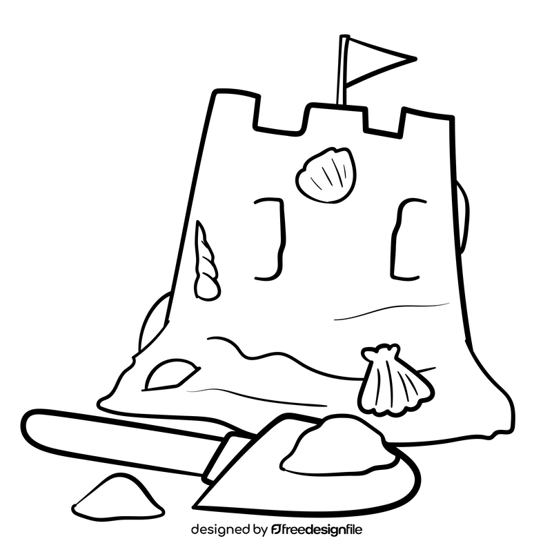 Sand cartoon drawing black and white clipart