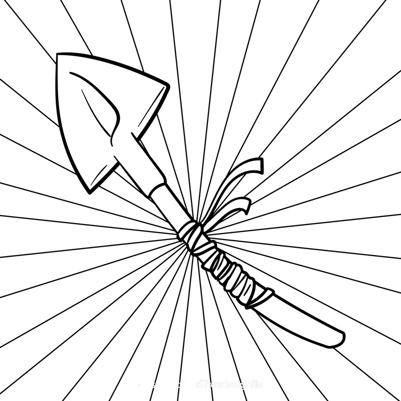 Shovel cartoon drawing black and white vector