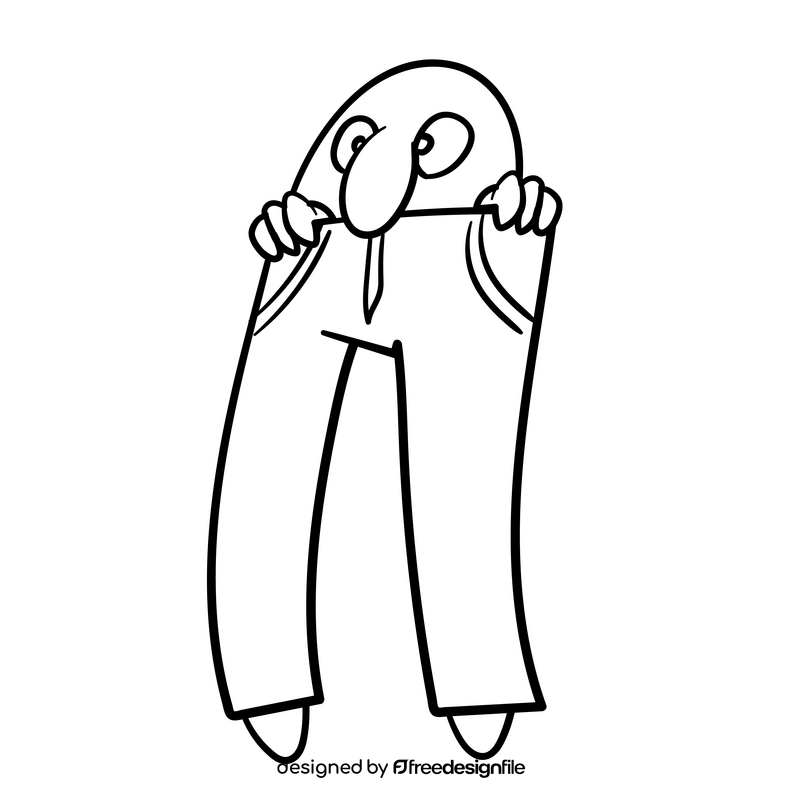 Jeans cartoon drawing black and white clipart