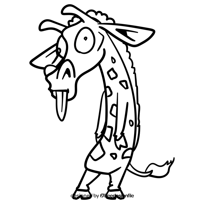 Giraffe cartoon drawing black and white clipart