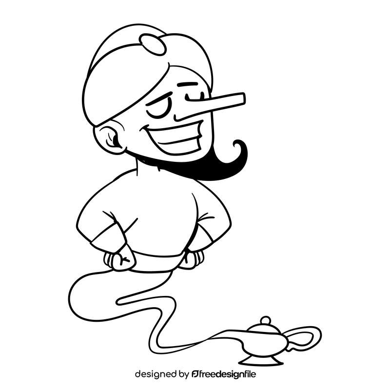 Genius cartoon drawing black and white clipart