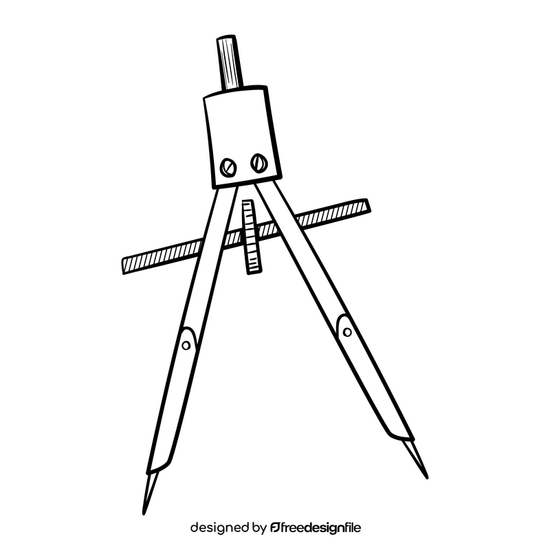 Compass cartoon drawing black and white clipart