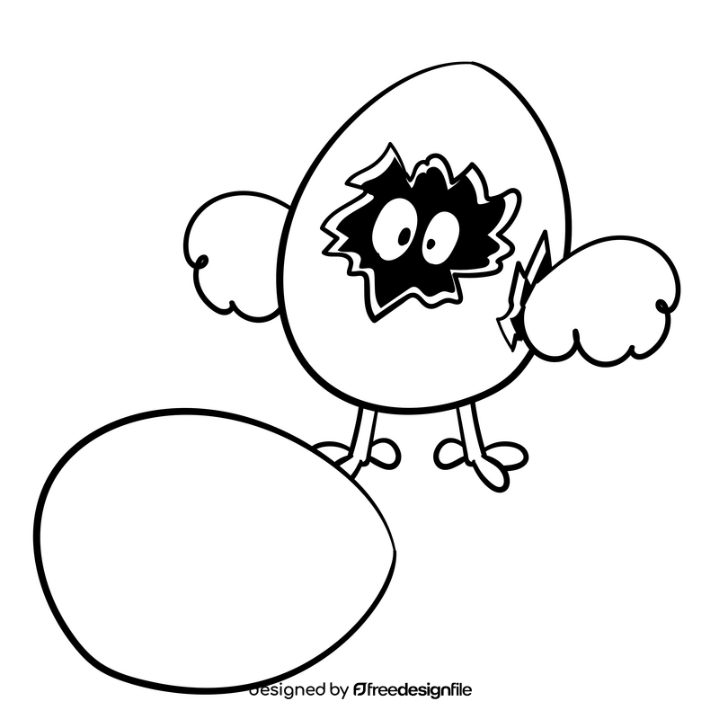 Egg cartoon drawing black and white clipart