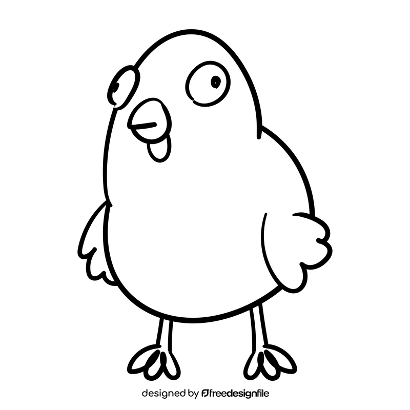 Chick cartoon drawing black and white clipart