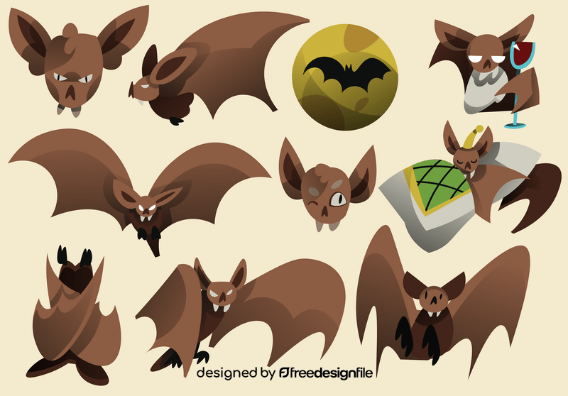 Bat cartoon set vector