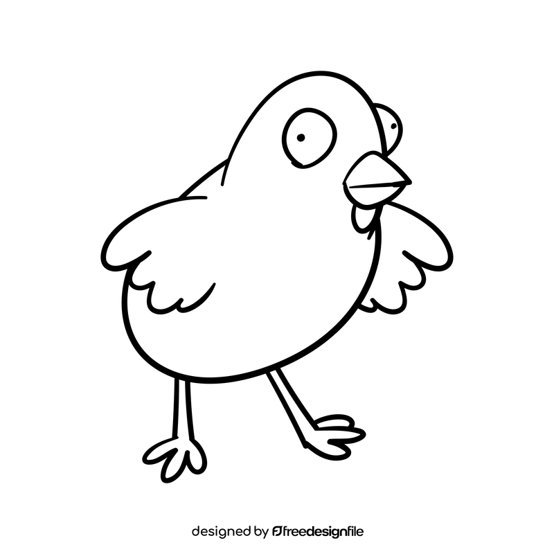 Chick cartoon drawing black and white clipart