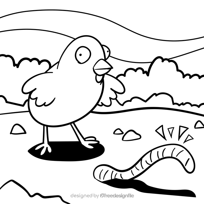 Chick cartoon drawing black and white vector