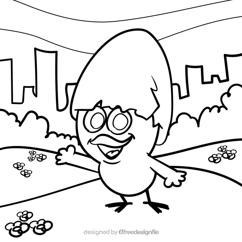 Calimero cartoon drawing black and white vector