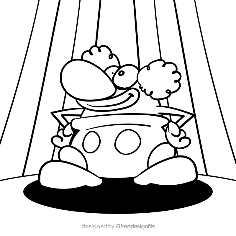 Clown cartoon drawing black and white vector