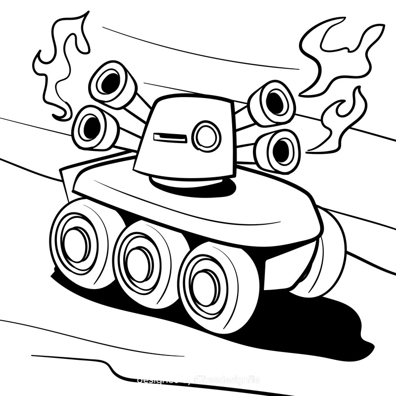 Armored Tank cartoon drawing black and white vector