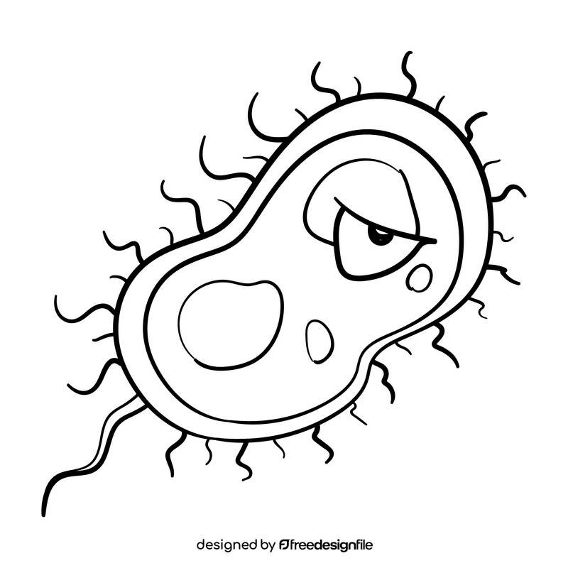 Bacterium cartoon drawing black and white clipart