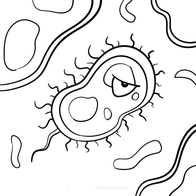 Bacterium cartoon drawing black and white vector