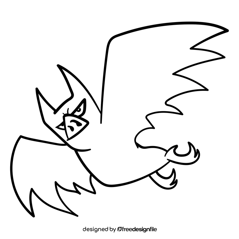 Bat cartoon drawing black and white clipart