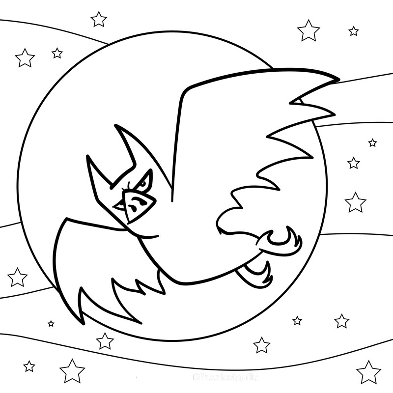 Bat cartoon drawing black and white vector