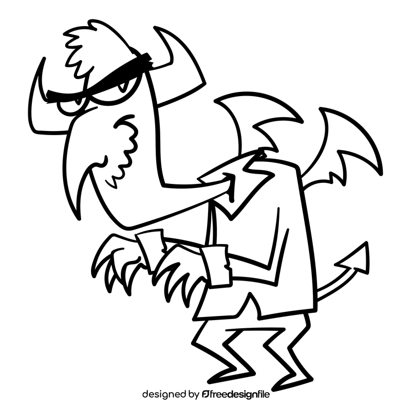 Devil cartoon drawing drawing black and white clipart