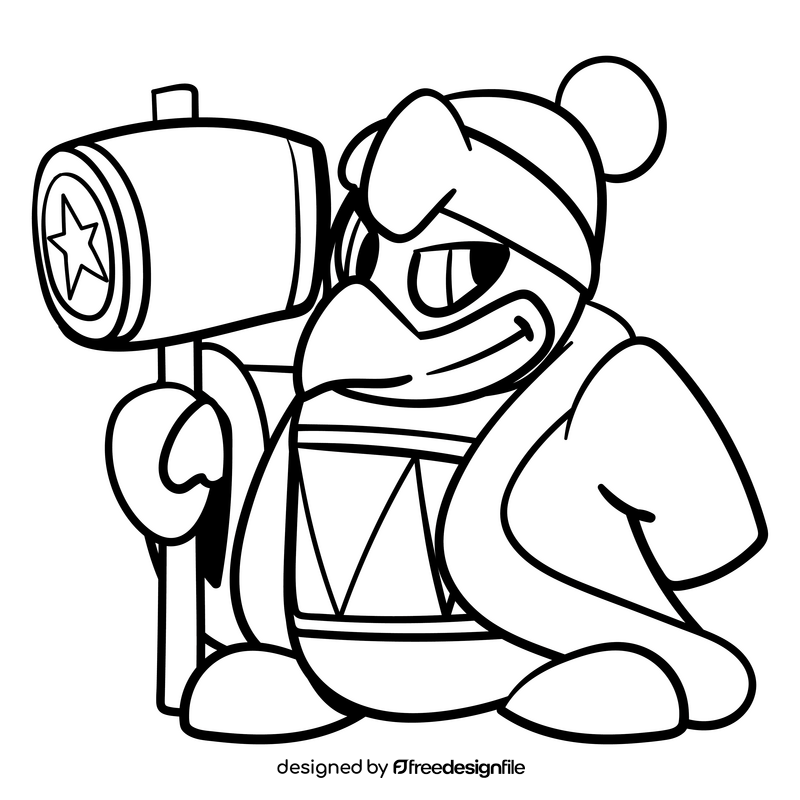 King DEDEDE cartoon drawing black and white clipart