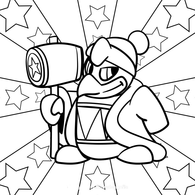 King DEDEDE cartoon drawing black and white vector