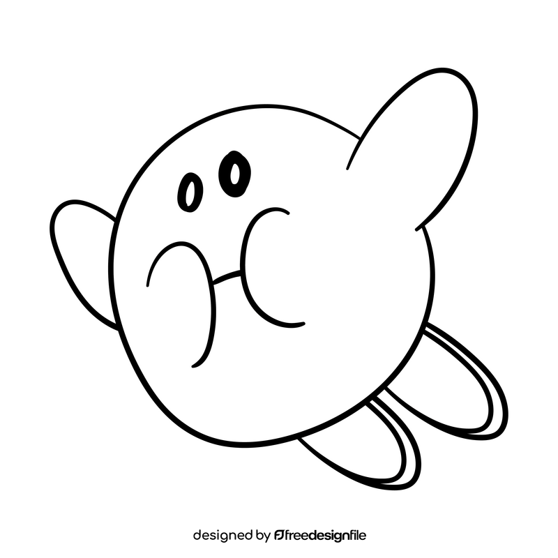 Kirby cartoon drawing black and white clipart