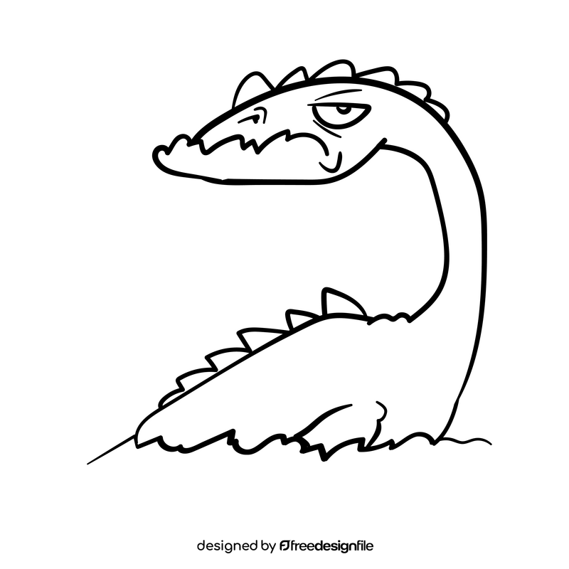 Loch Ness cartoon drawing black and white clipart