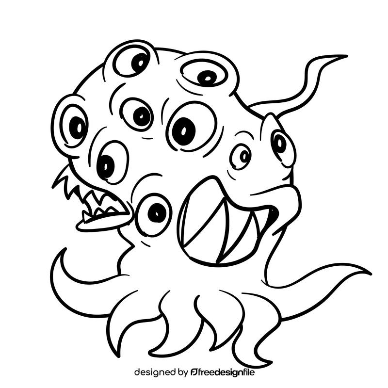 Lovecraft cartoon drawing black and white clipart