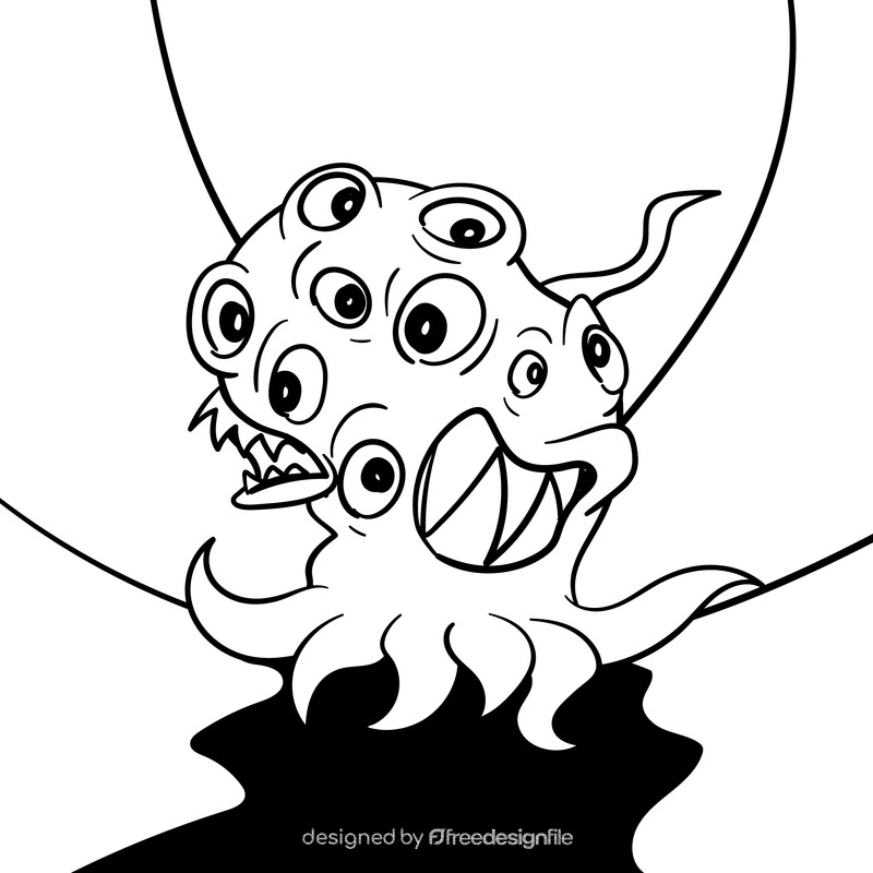 Lovecraft cartoon drawing black and white vector