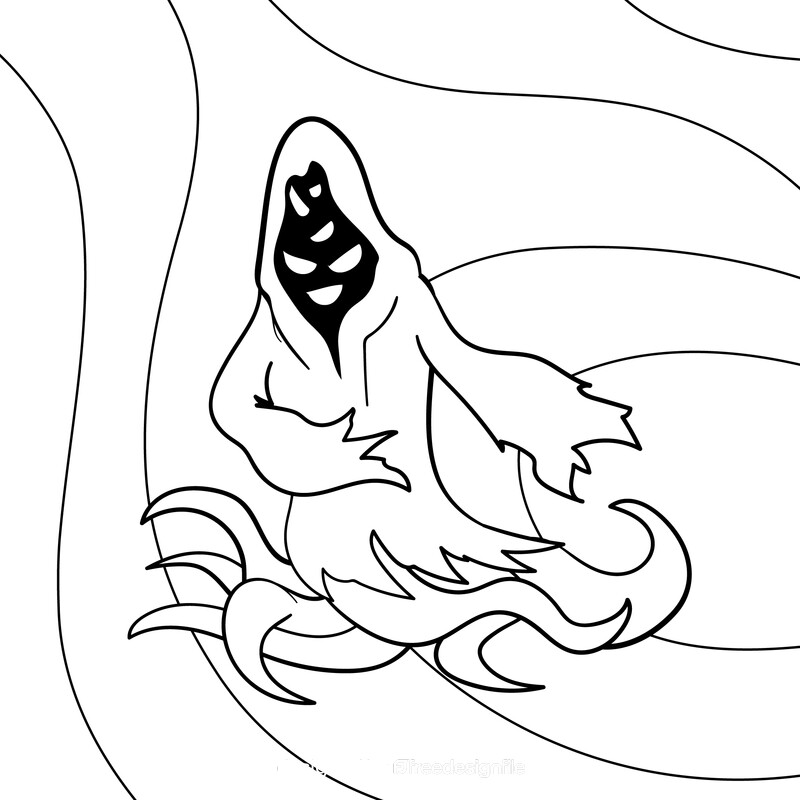 Lovecraft cartoon drawing black and white vector