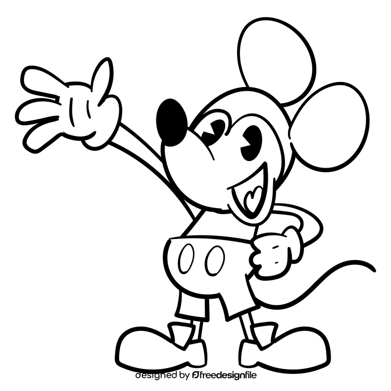 Mickey Mouse cartoon drawing black and white clipart