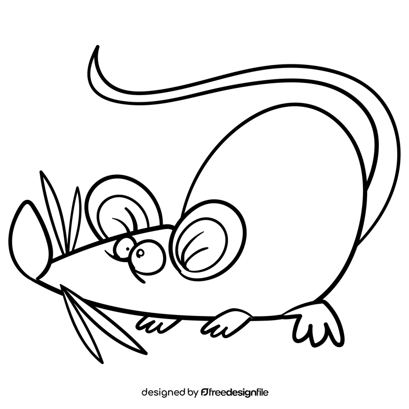 Mouse cartoon drawing black and white clipart