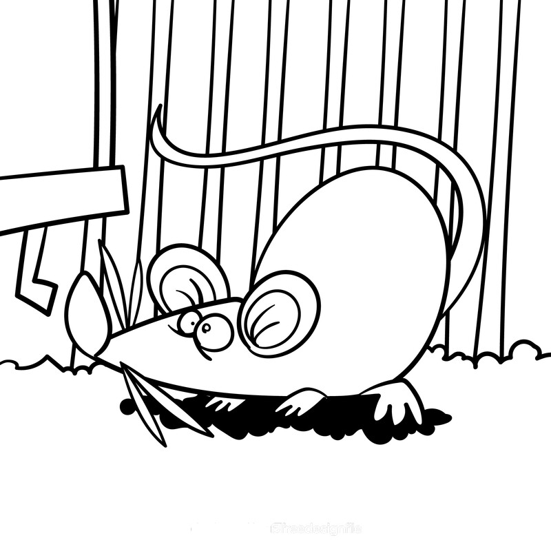 Mouse cartoon drawing black and white vector