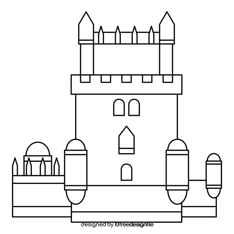 Belem Tower black and white clipart