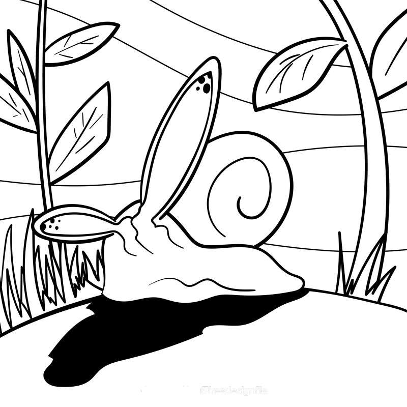 Slug cartoon drawing black and white vector