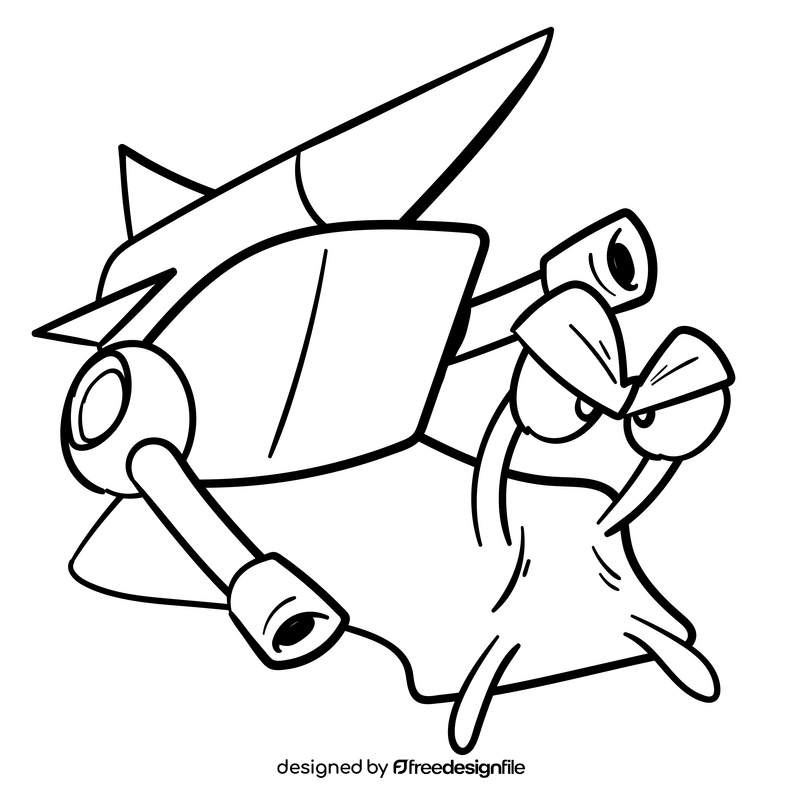 Slug cartoon drawing black and white clipart