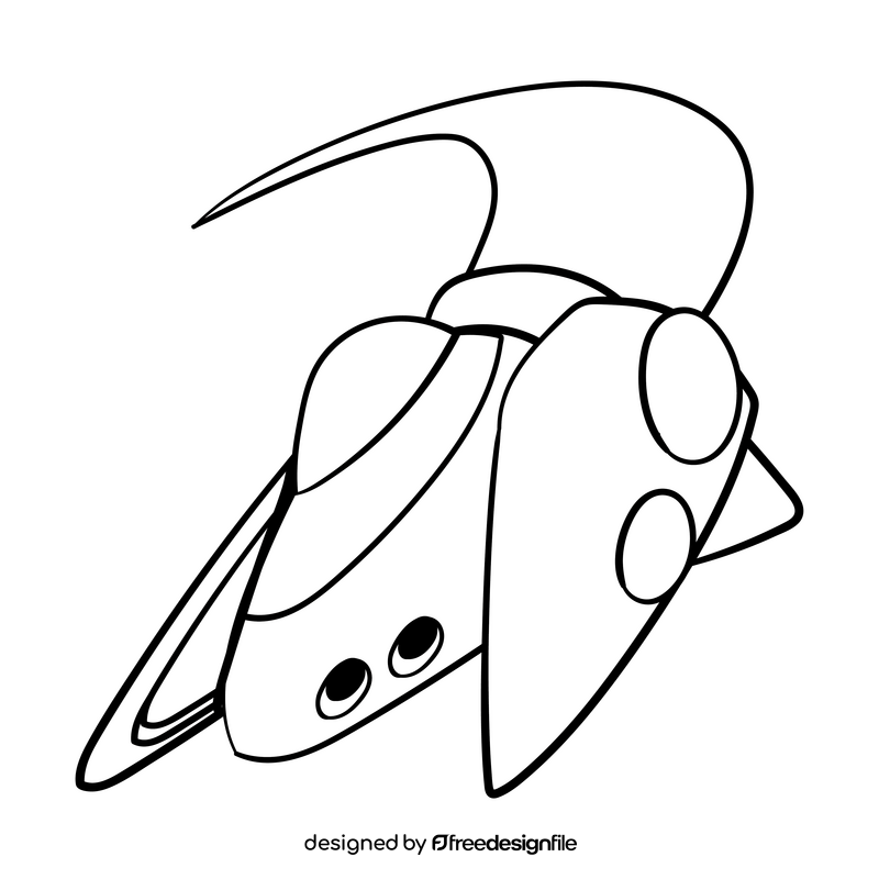 Starship cartoon drawing black and white clipart