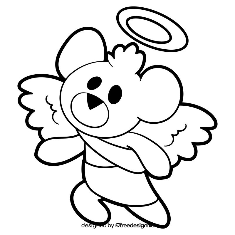 Angel cartoon drawing black and white clipart