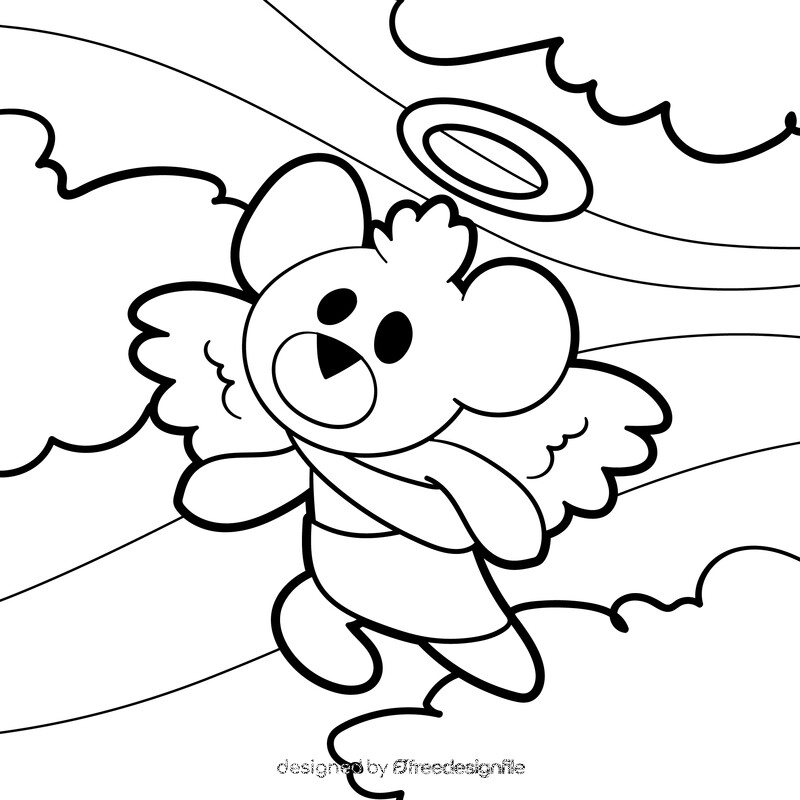 Angel cartoon drawing black and white vector