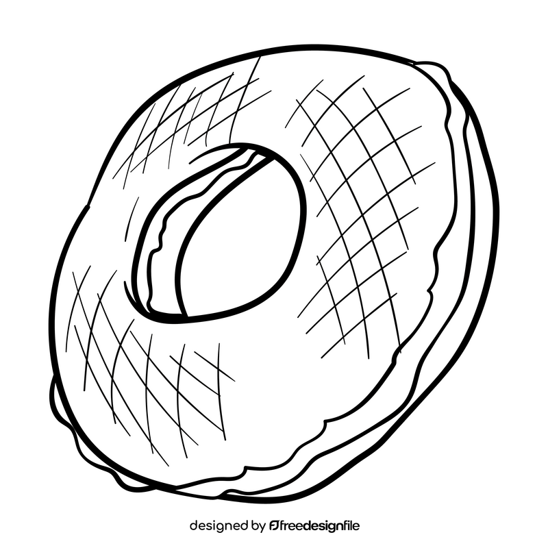 Bagel cartoon drawing black and white clipart