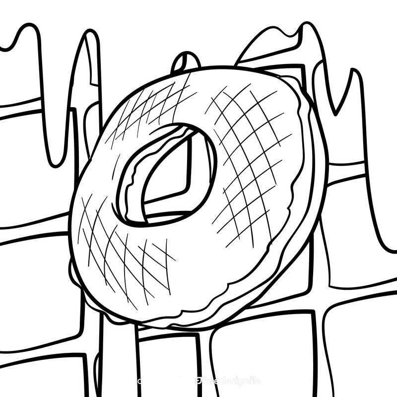 Bagel cartoon drawing black and white vector