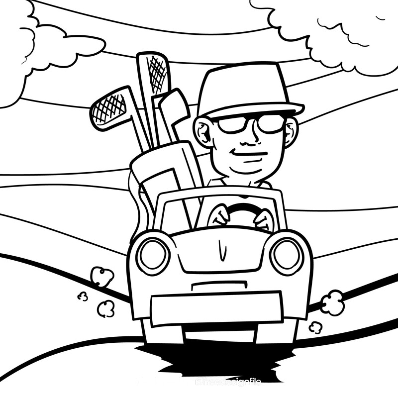 Car cartoon drawing black and white vector