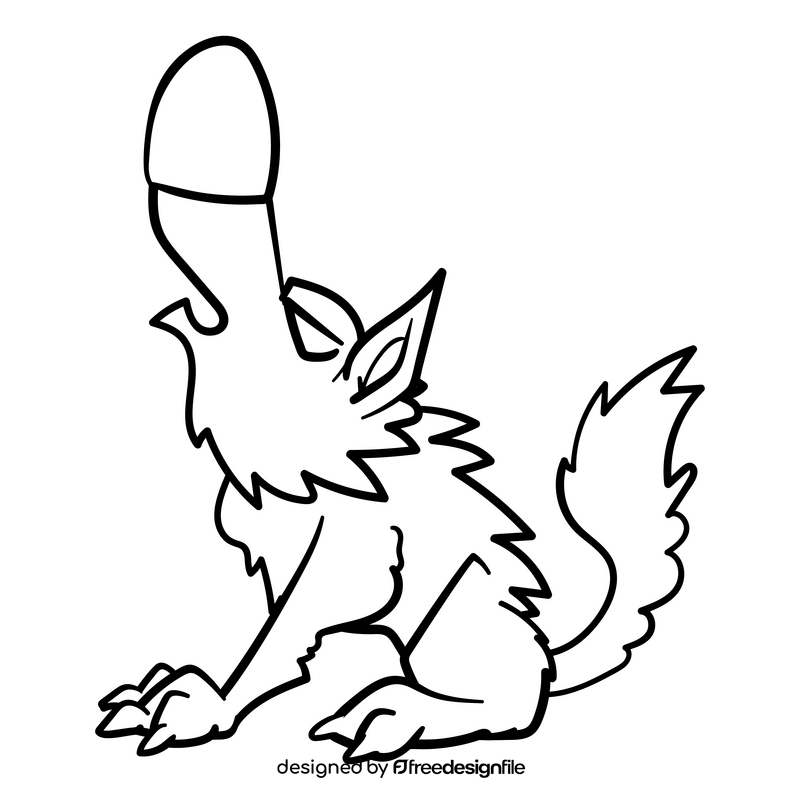 Coyote cartoon drawing black and white clipart