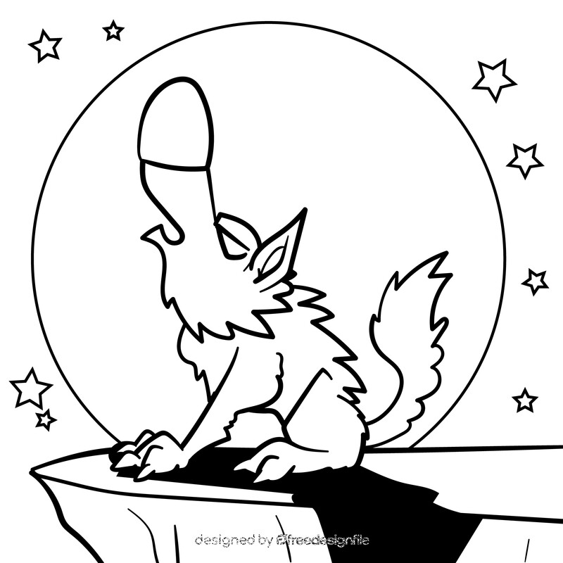 Coyote cartoon drawing black and white vector